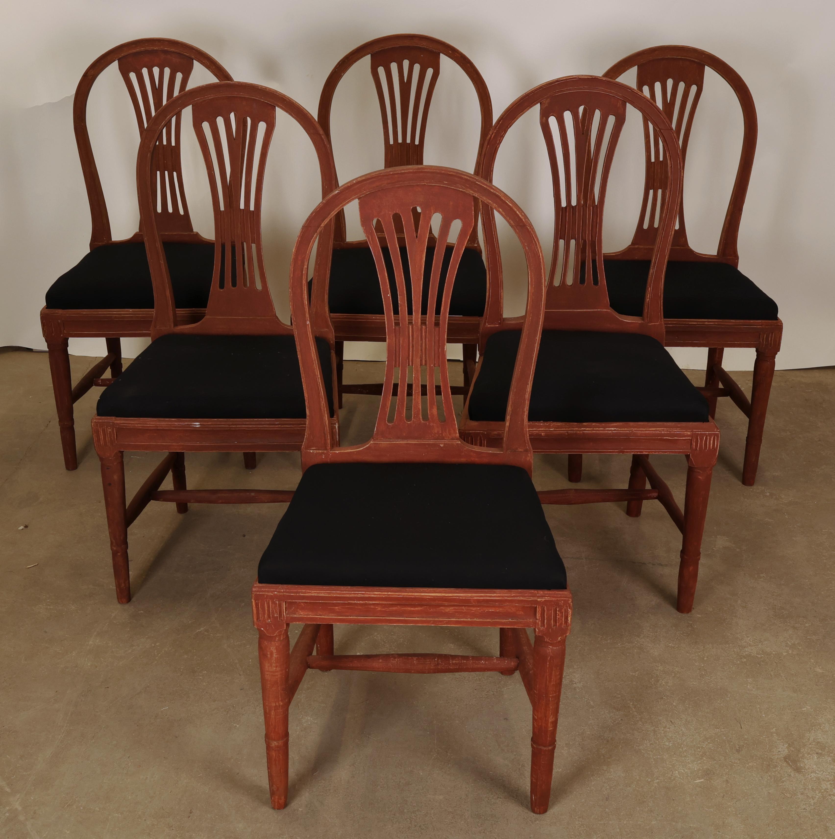 Sillas Gustavianas del Siglo XVIII, Juego de Seis siglo XVIII y antes en venta