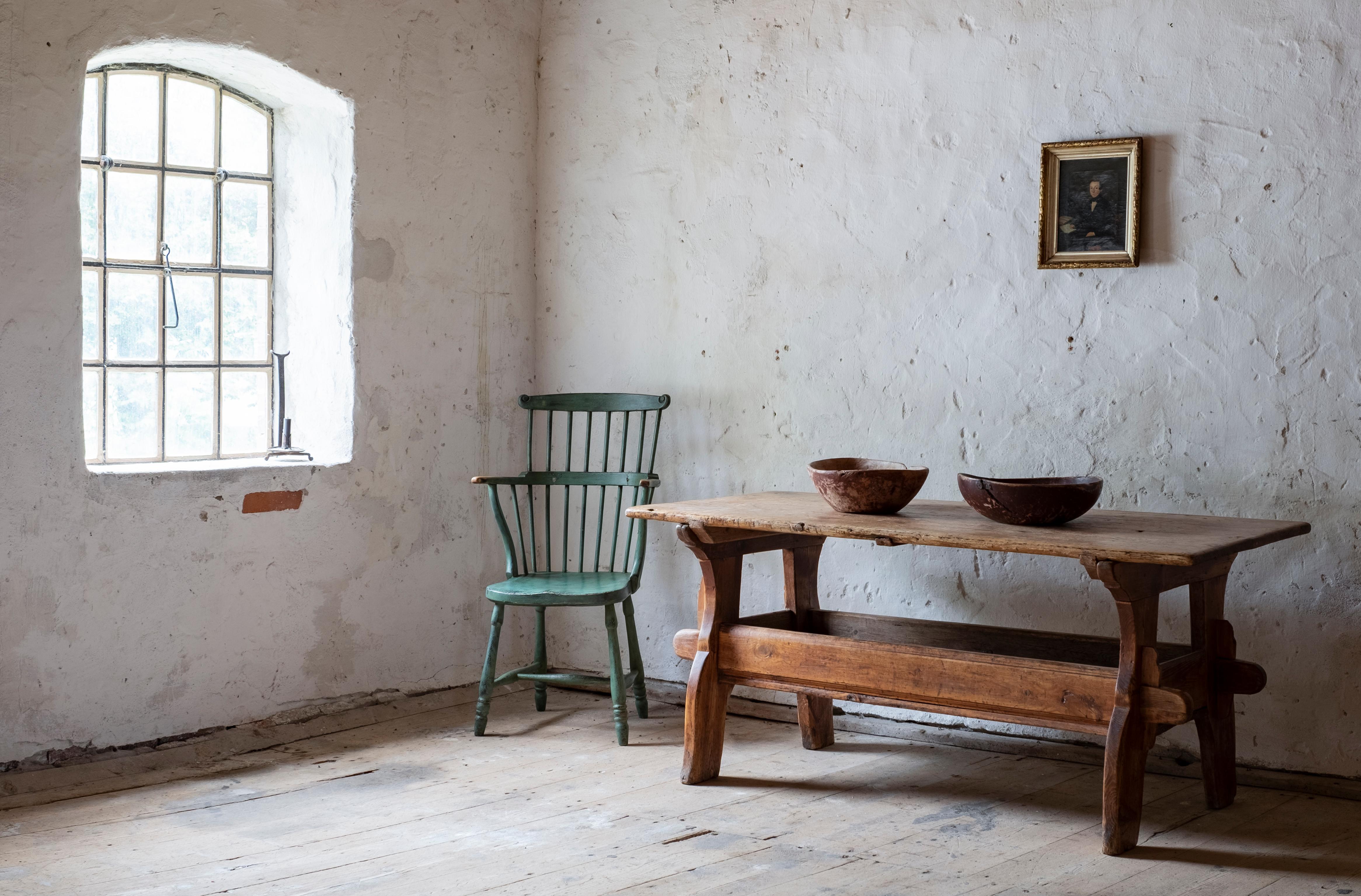 Wood 18th Century Gustavian Comb Back Chair