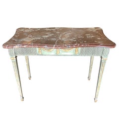 18th Century Green Swedish Gustavian Console Table, Freestanding Giltwood Table