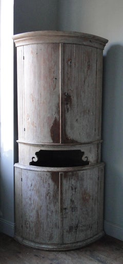18th Century Gustavian 2 Part Corner Cabinet in Original Paint