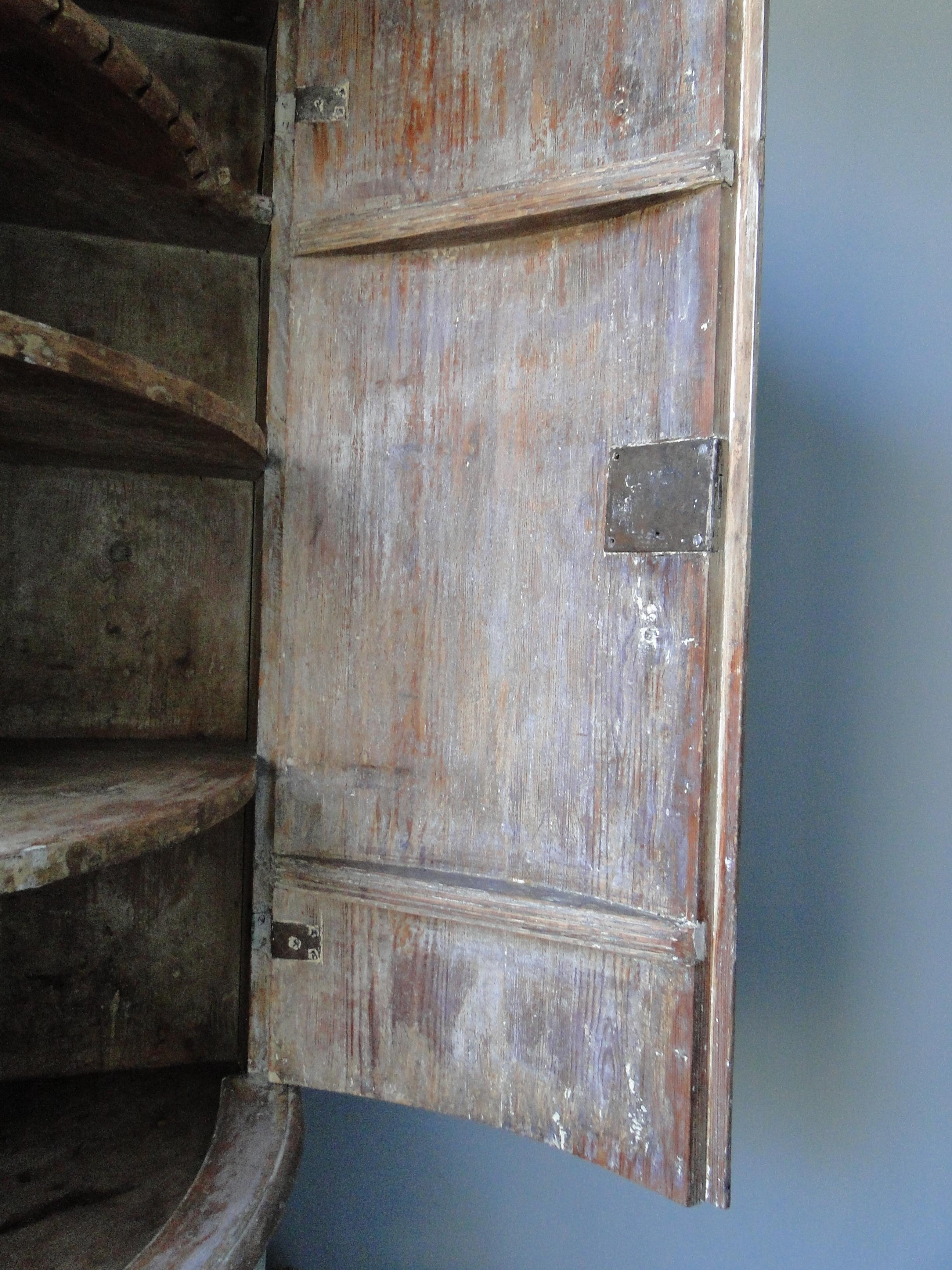 18th Century and Earlier 18th Century Gustavian 2 Part Corner Cabinet in Original Paint For Sale