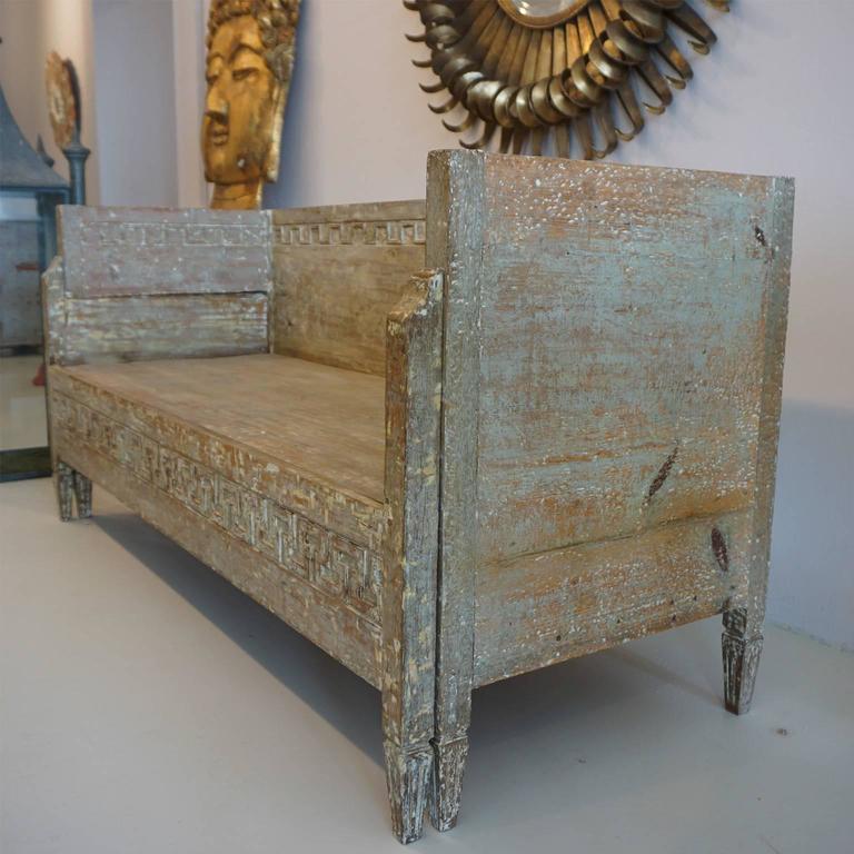 18th Century Lit Du Jour, Swedish Gustavian Pinewood Day Bed, Antique Wood Sofa 3