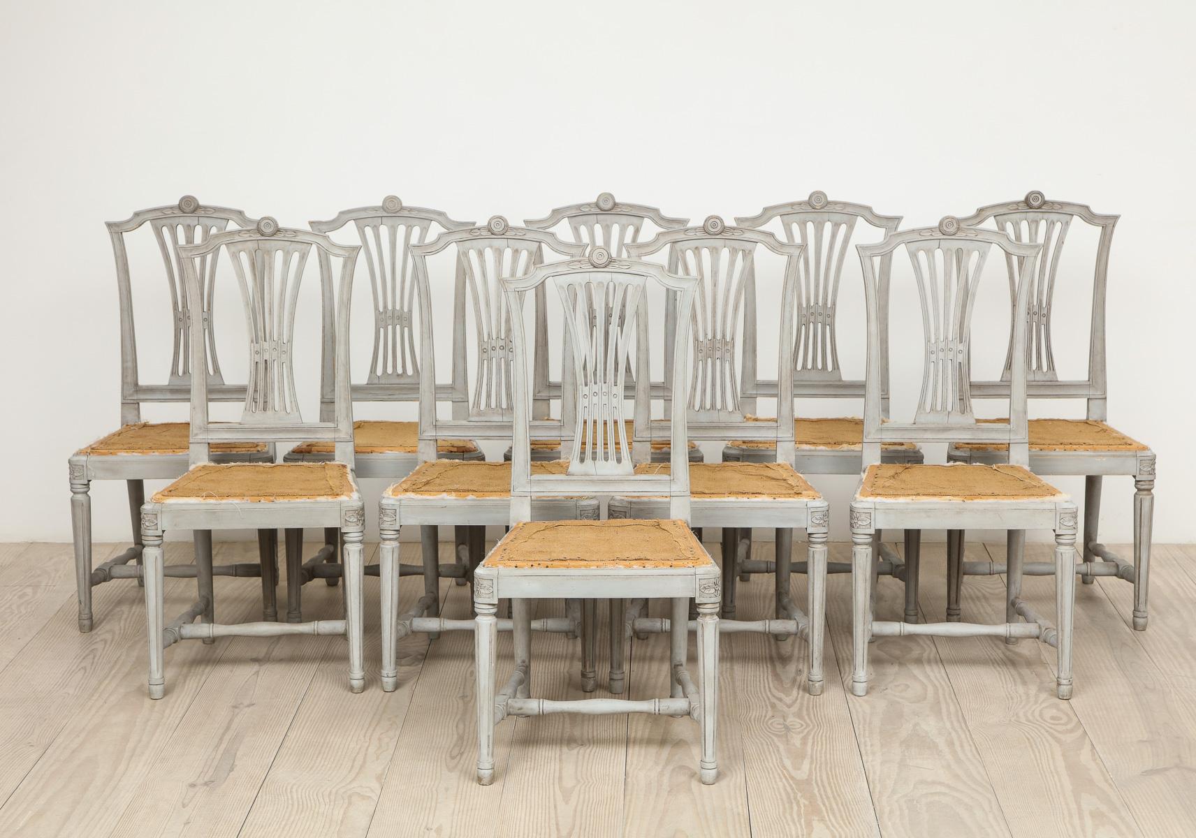 18th Century Set of Swedish Gustavian Chairs, Set of 10, Sweden, Circa 1790 6