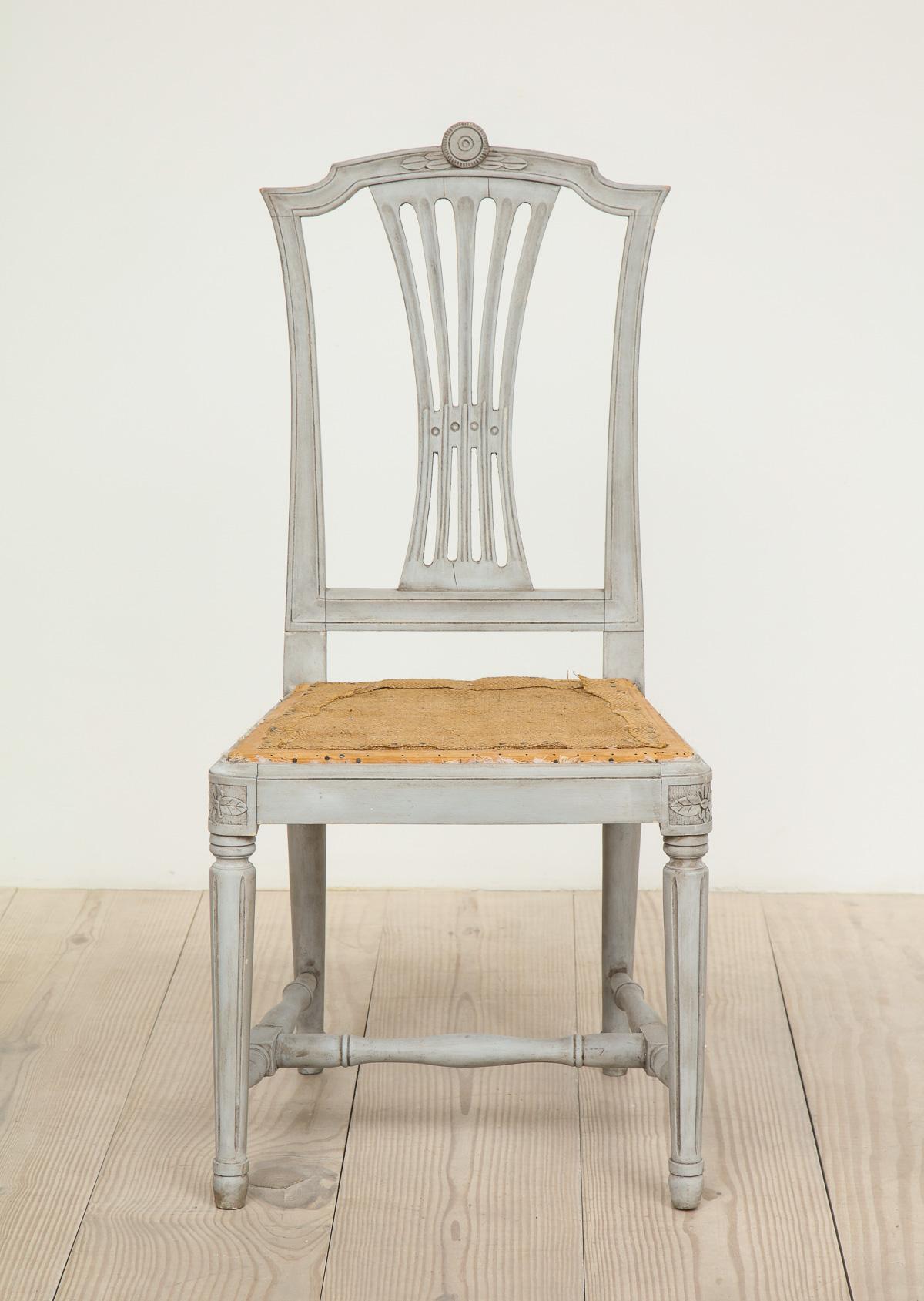 Hand-Carved 18th Century Set of Swedish Gustavian Chairs, Set of 10, Sweden, Circa 1790