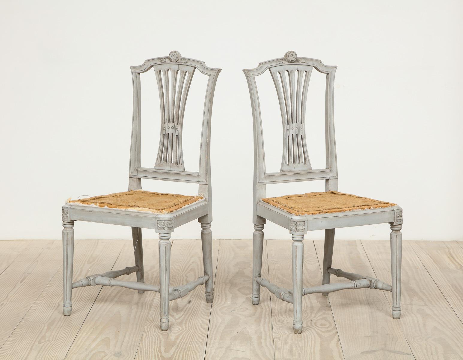 Wood 18th Century Set of Swedish Gustavian Chairs, Set of 10, Sweden, Circa 1790