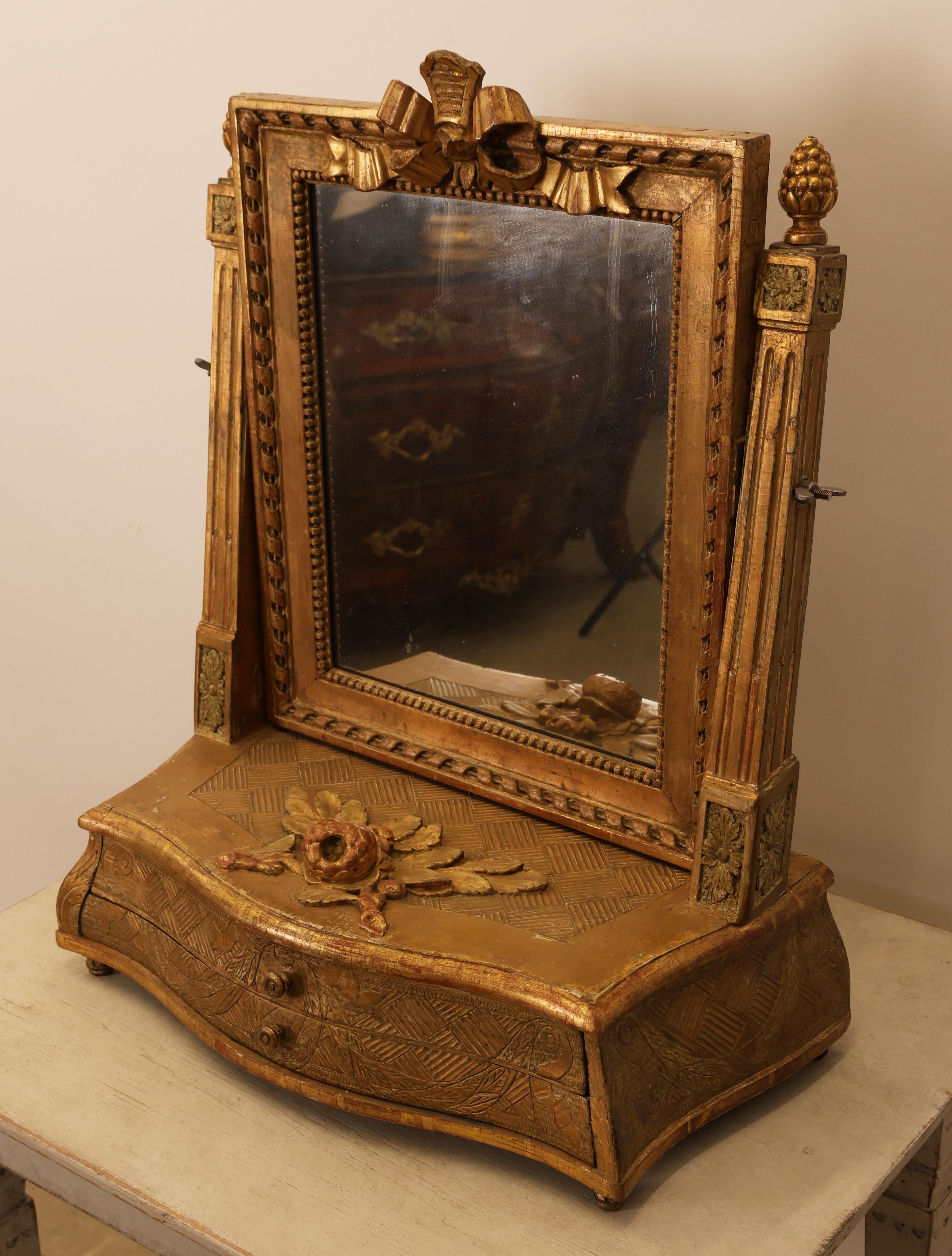 18th Century Gustavian Drawer Mirror For Sale 2