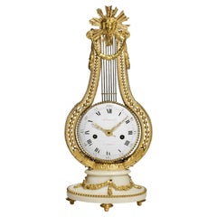 18th Century Gustavian Gilt Bronze and White Marble Clock Signed Adamson