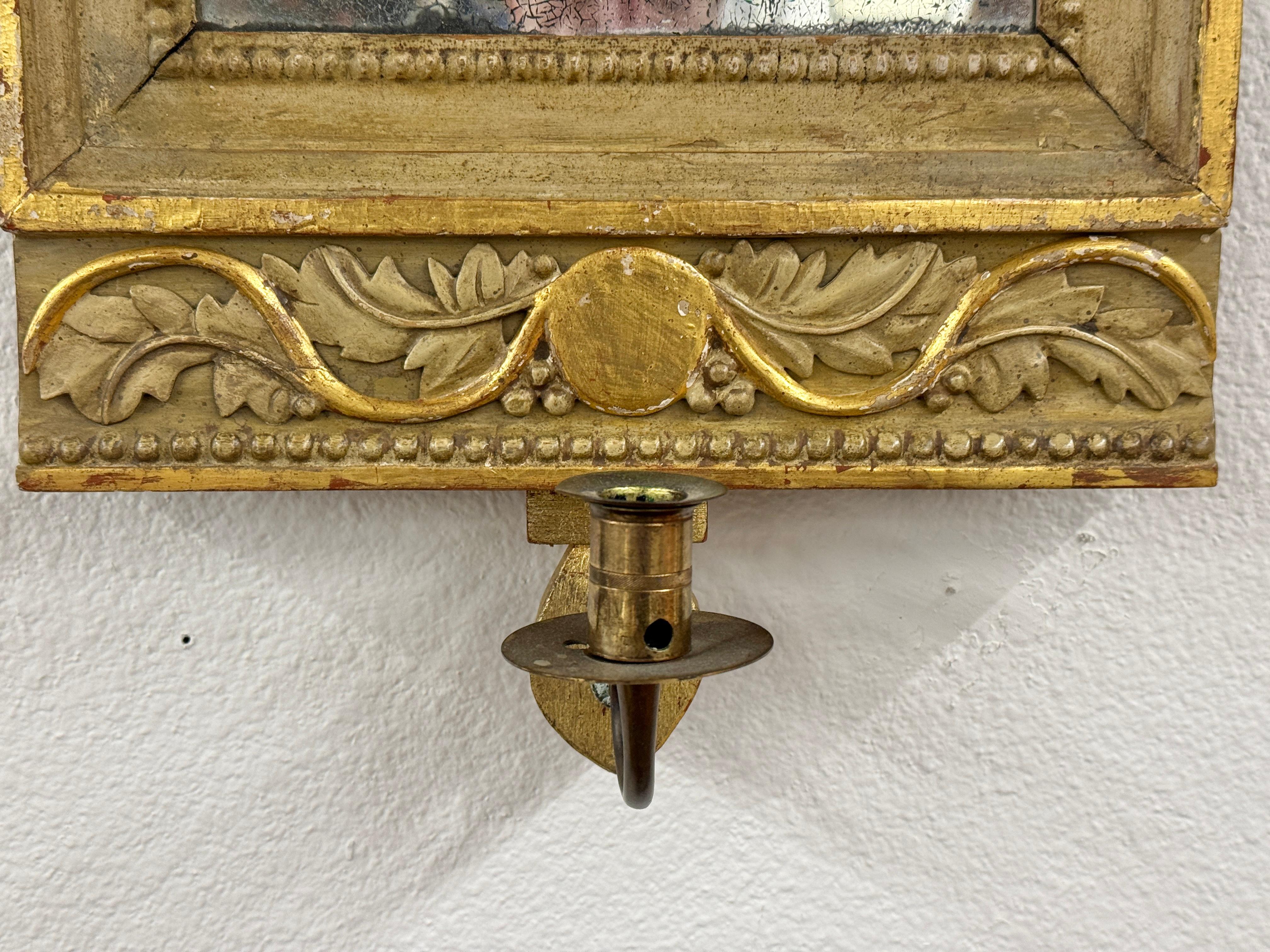 Miroir en camée doré gustavien du 18e siècle avec applique ajoutée plus tard en vente 12