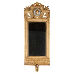 18th Century Gustavian Gilt Cameo Mirror with Added Later Sconce
