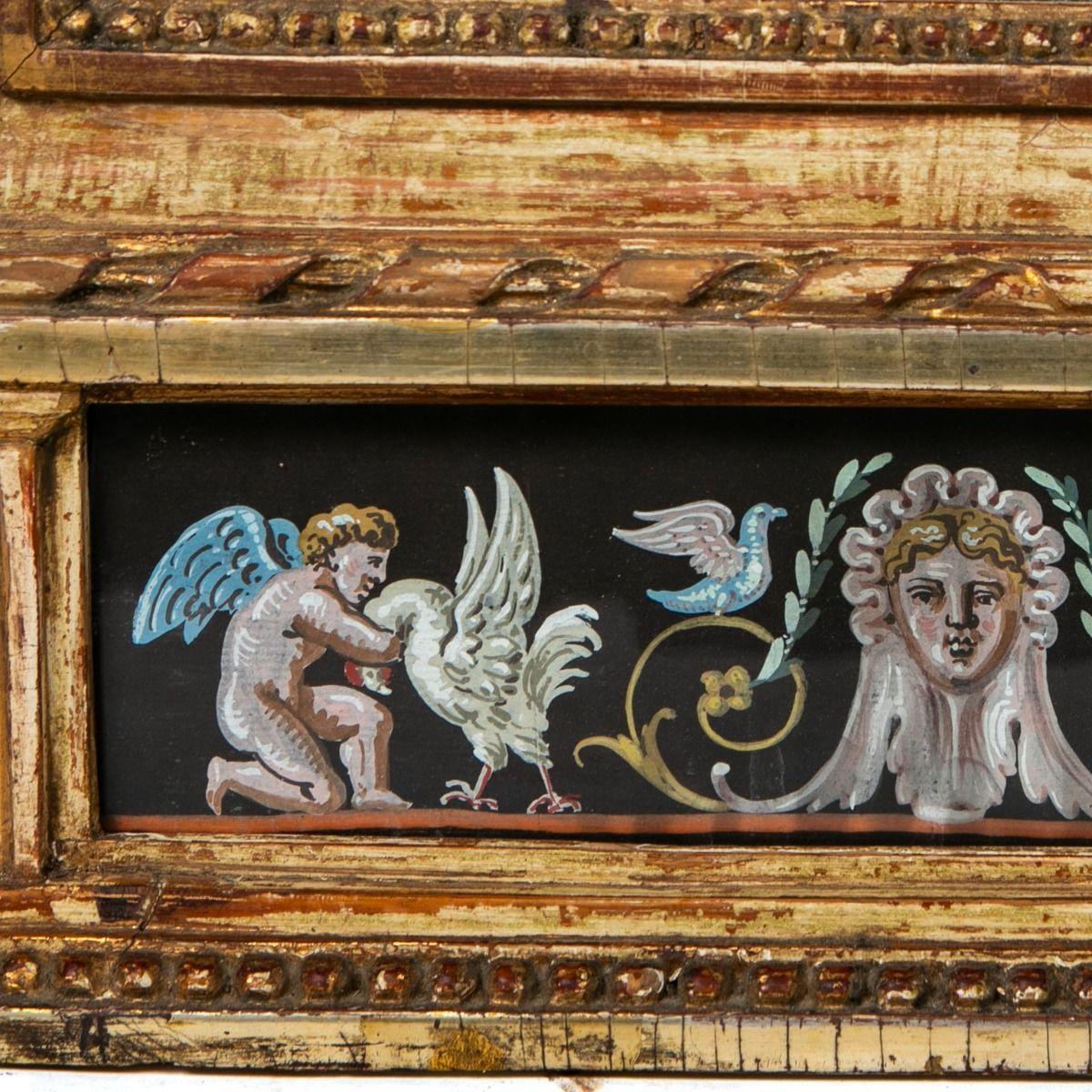 Miroir en bois doré gustavien du XVIIIe siècle avec scènes mythologiques, Stockholm 1780- Bon état - En vente à Kastrup, DK
