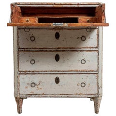 Antique 18th Century Gustavian Painted Four-Drawer Commode with a Concealed Bureau