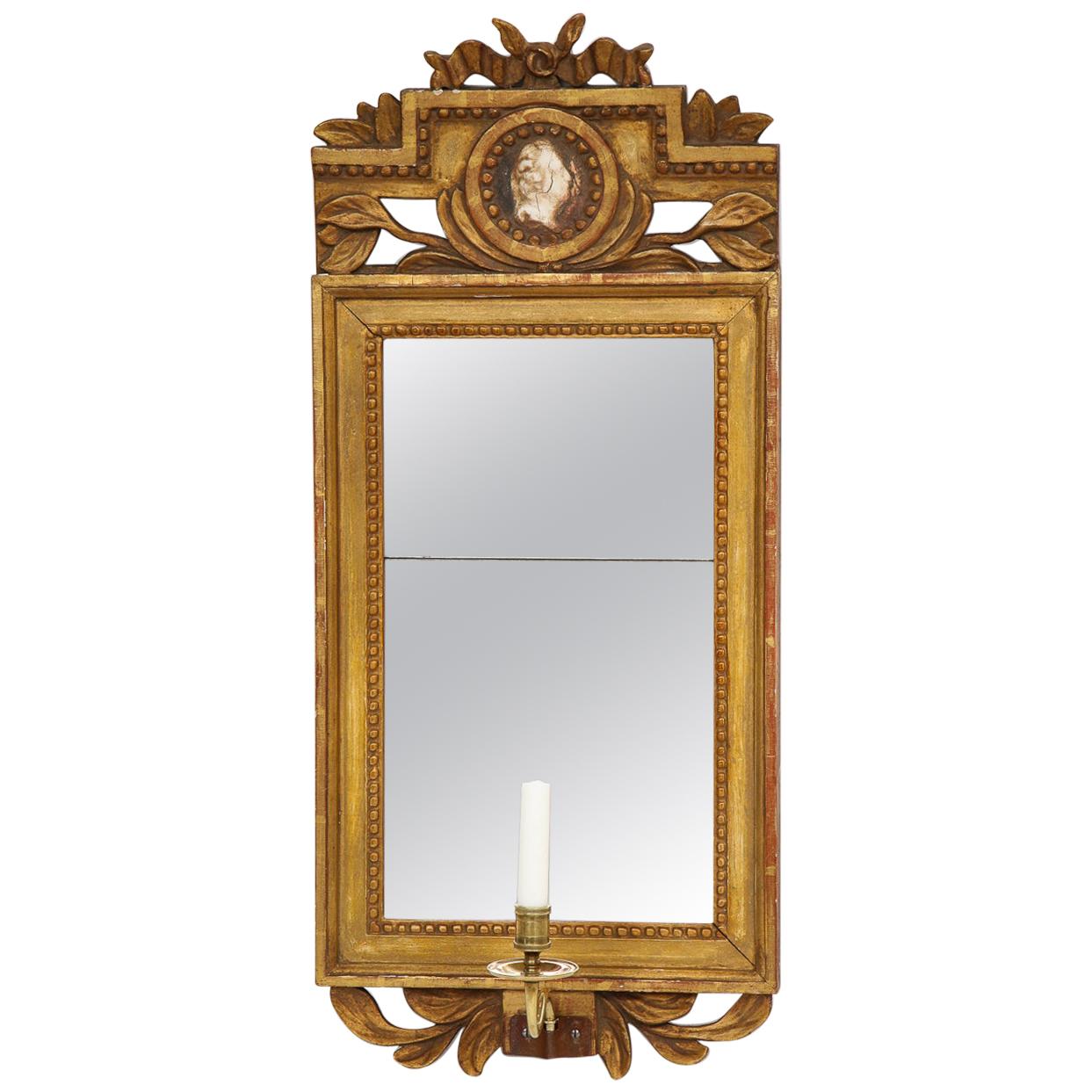 18th Century Gustavian Sconce Mirror with Center Cameo, Sweden, Circa 1780 For Sale