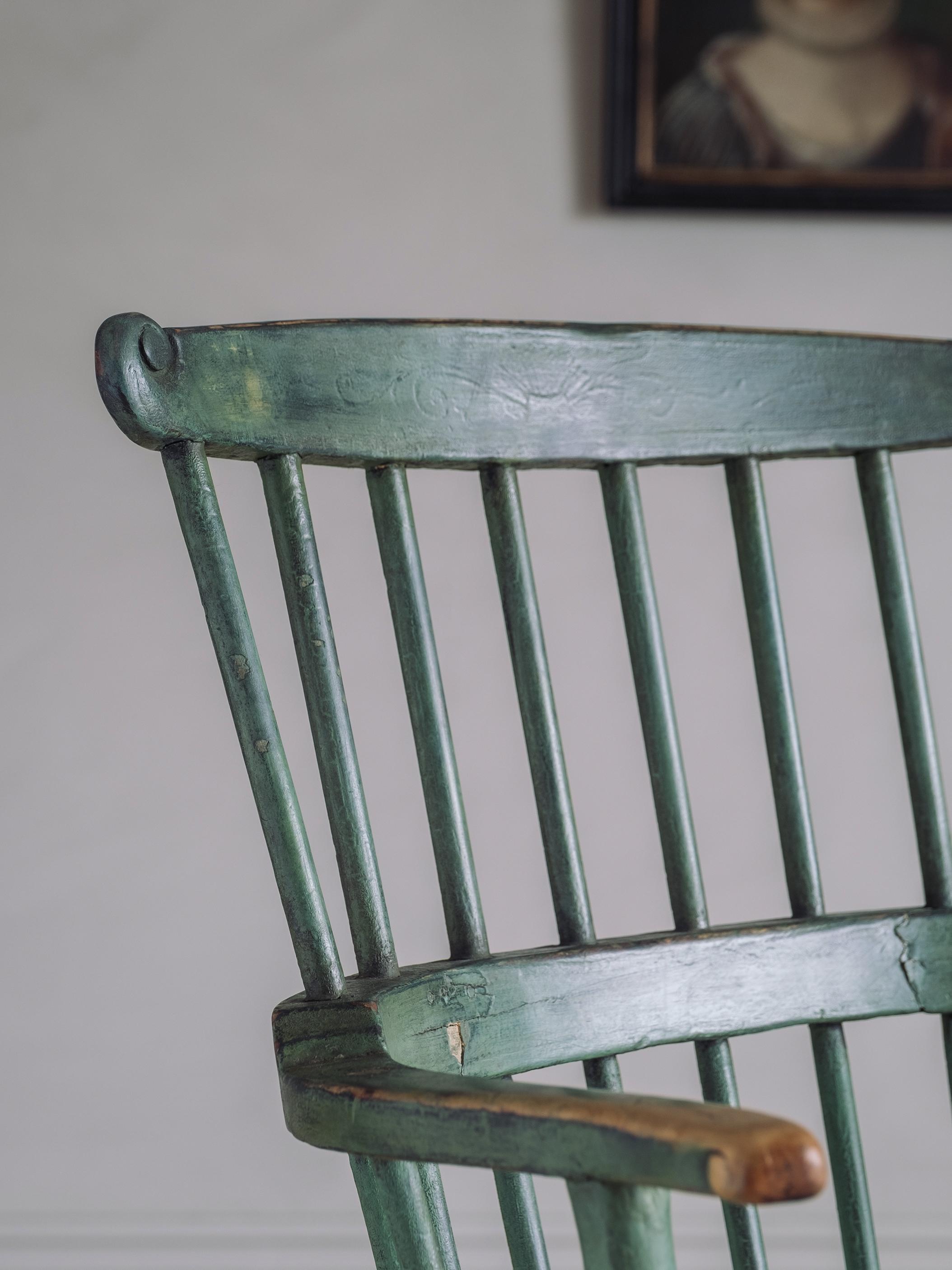 Swedish 18th Century Gustavian Windsor Style Comb Back Chair 