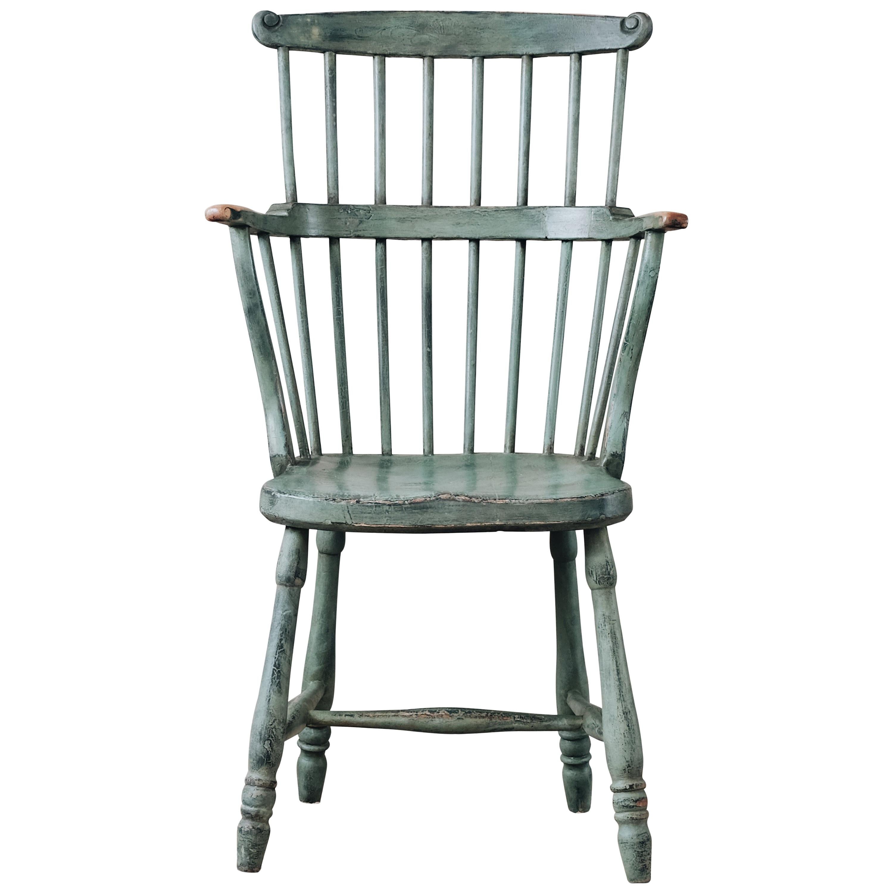 18th Century Gustavian Windsor Style Comb Back Chair 
