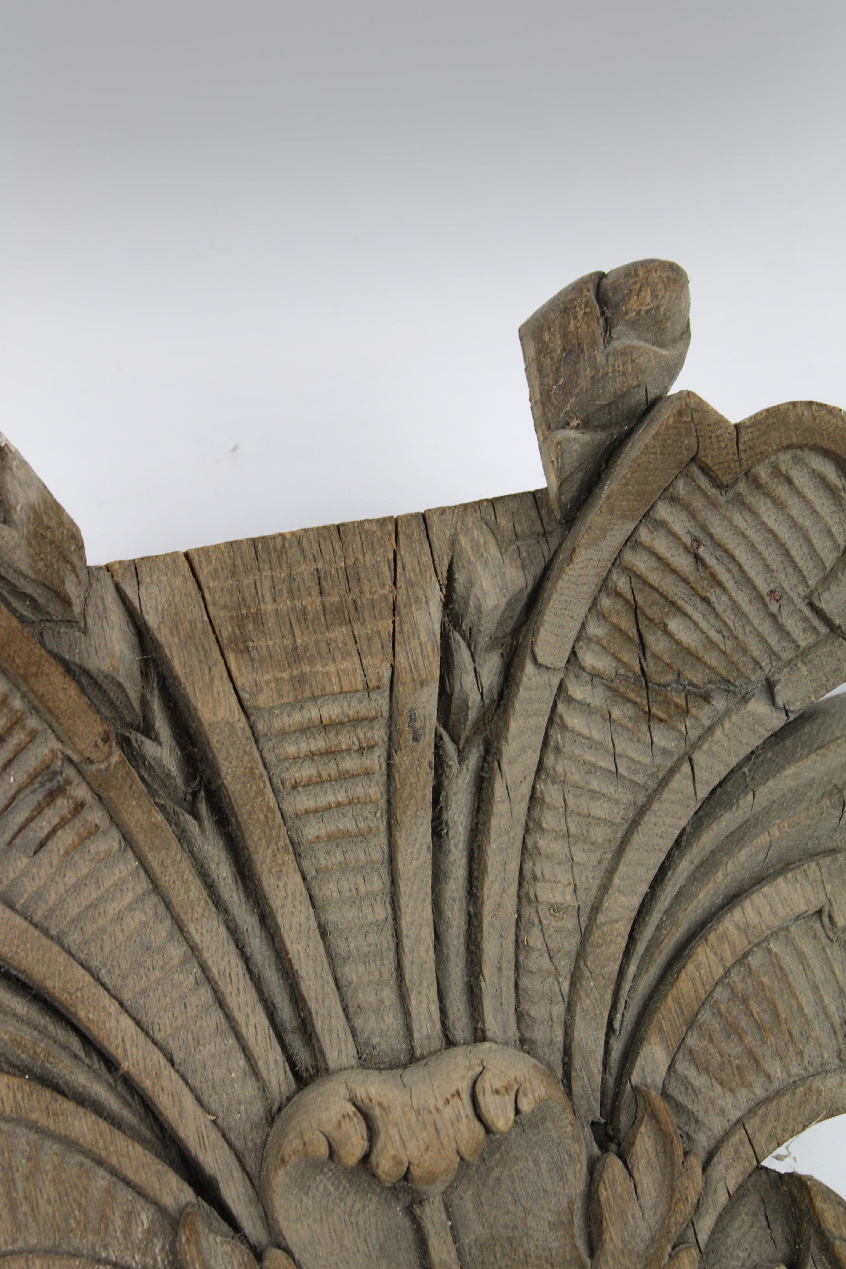 18th century Hand carved Architectural wooden Fragment Acanthus leaves France For Sale 1
