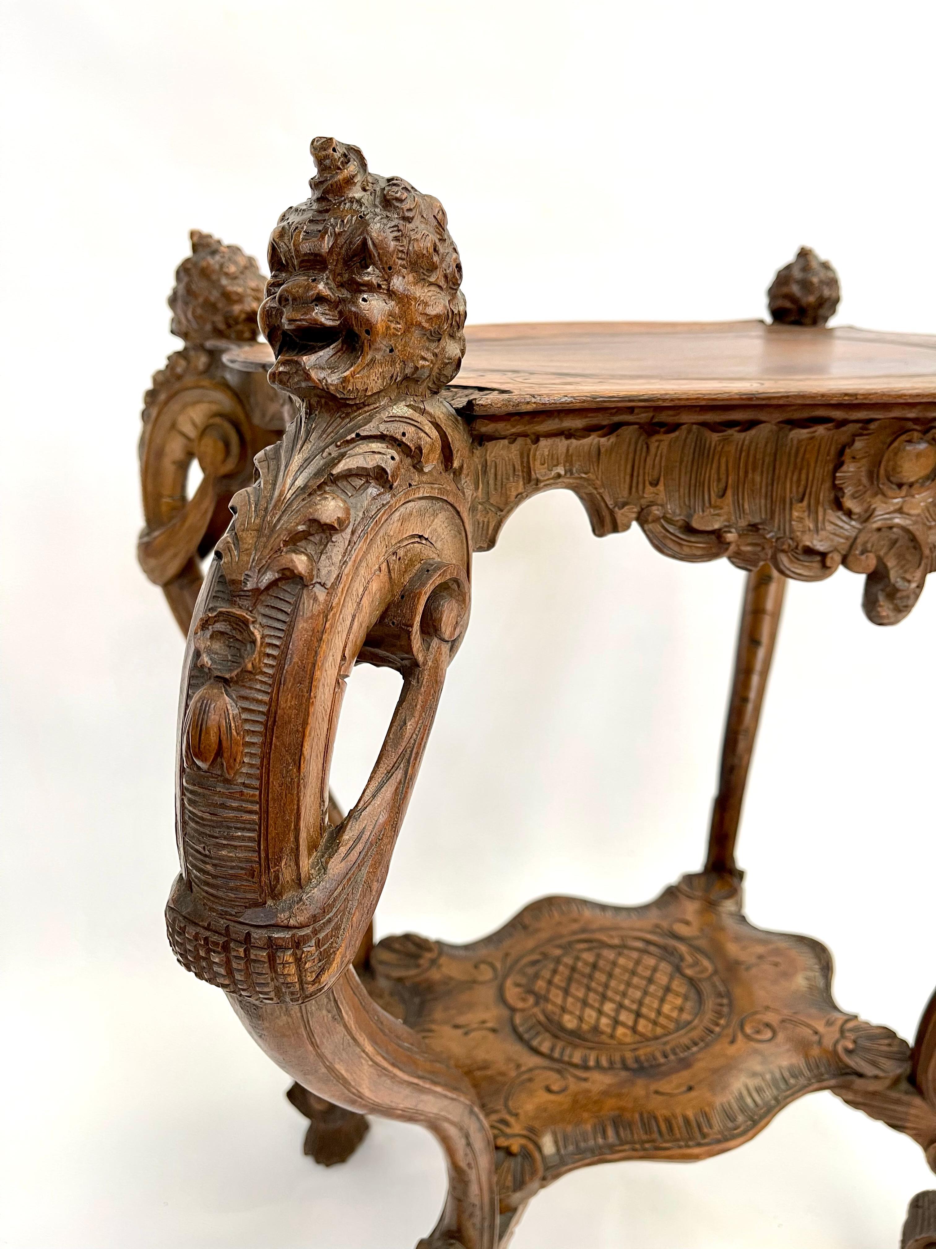 French 18th Century Hand-Carved Baroque Console Table For Sale