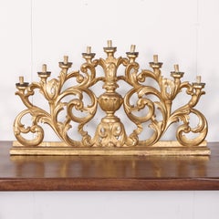 18th Century Hand Carved Italian Baroque Giltwood Altar Candelabra