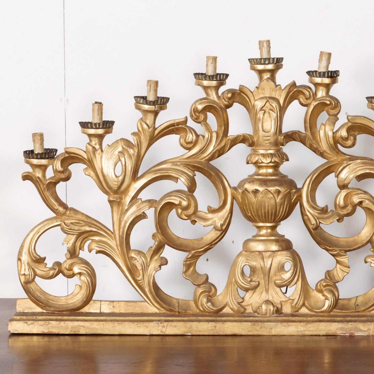 18th Century Hand Carved Italian Baroque Giltwood Altar Candelabra In Good Condition In Birmingham, AL