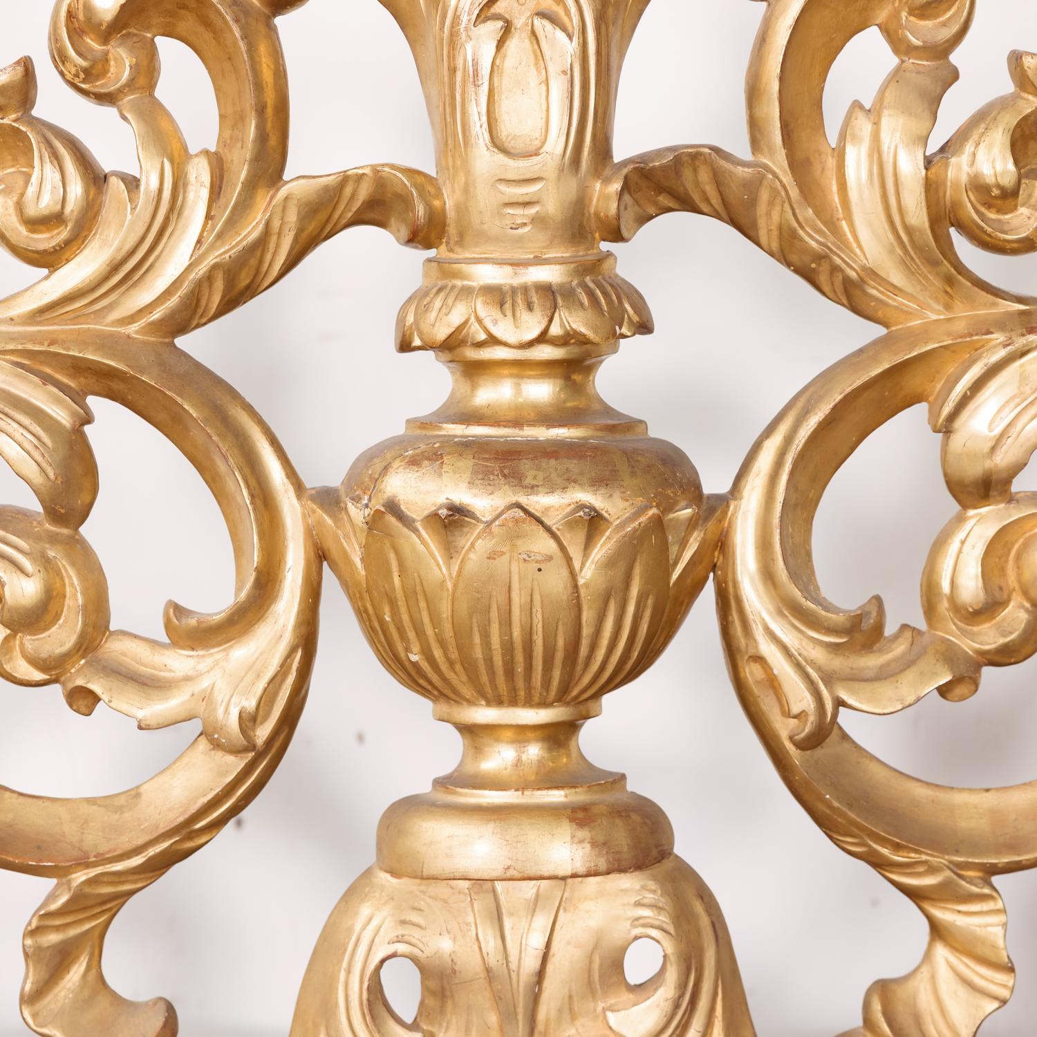 18th Century Hand Carved Italian Baroque Giltwood Altar Candelabra 1