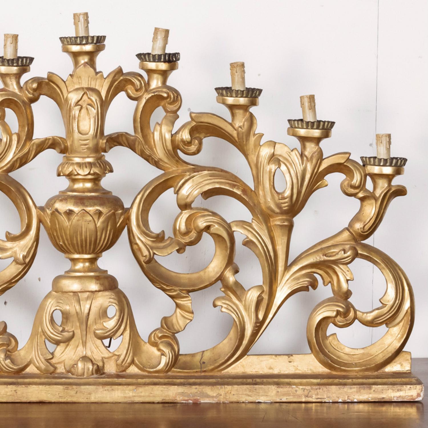 18th Century Hand Carved Italian Baroque Giltwood Altar Candelabra 3