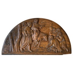 Handgeschnitzte biblische Wandtafel aus Oak aus dem 18. Jahrhundert: Christus zieht in Jerusalem ein