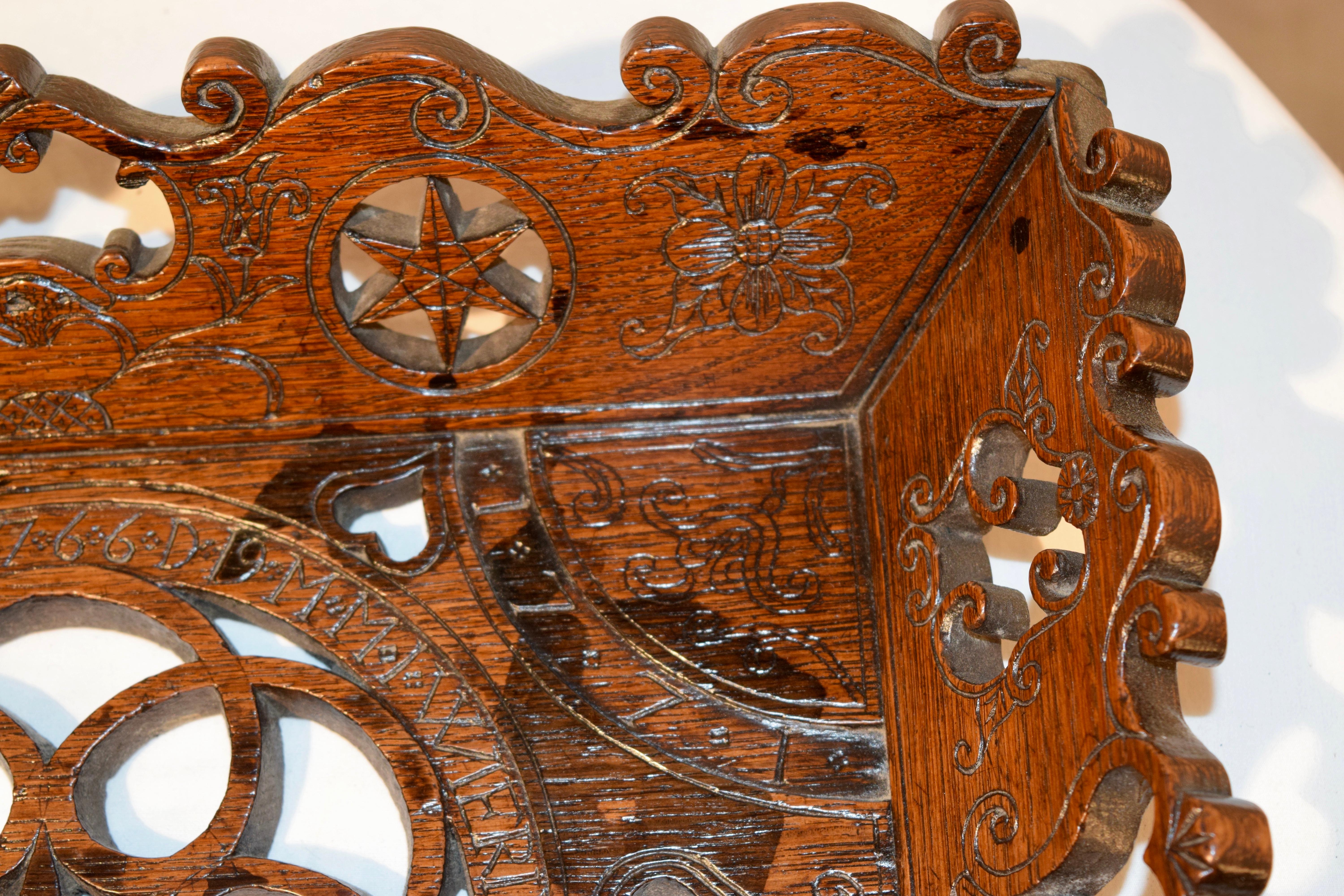 18th Century Hand Carved Oak Linen Tray For Sale 3