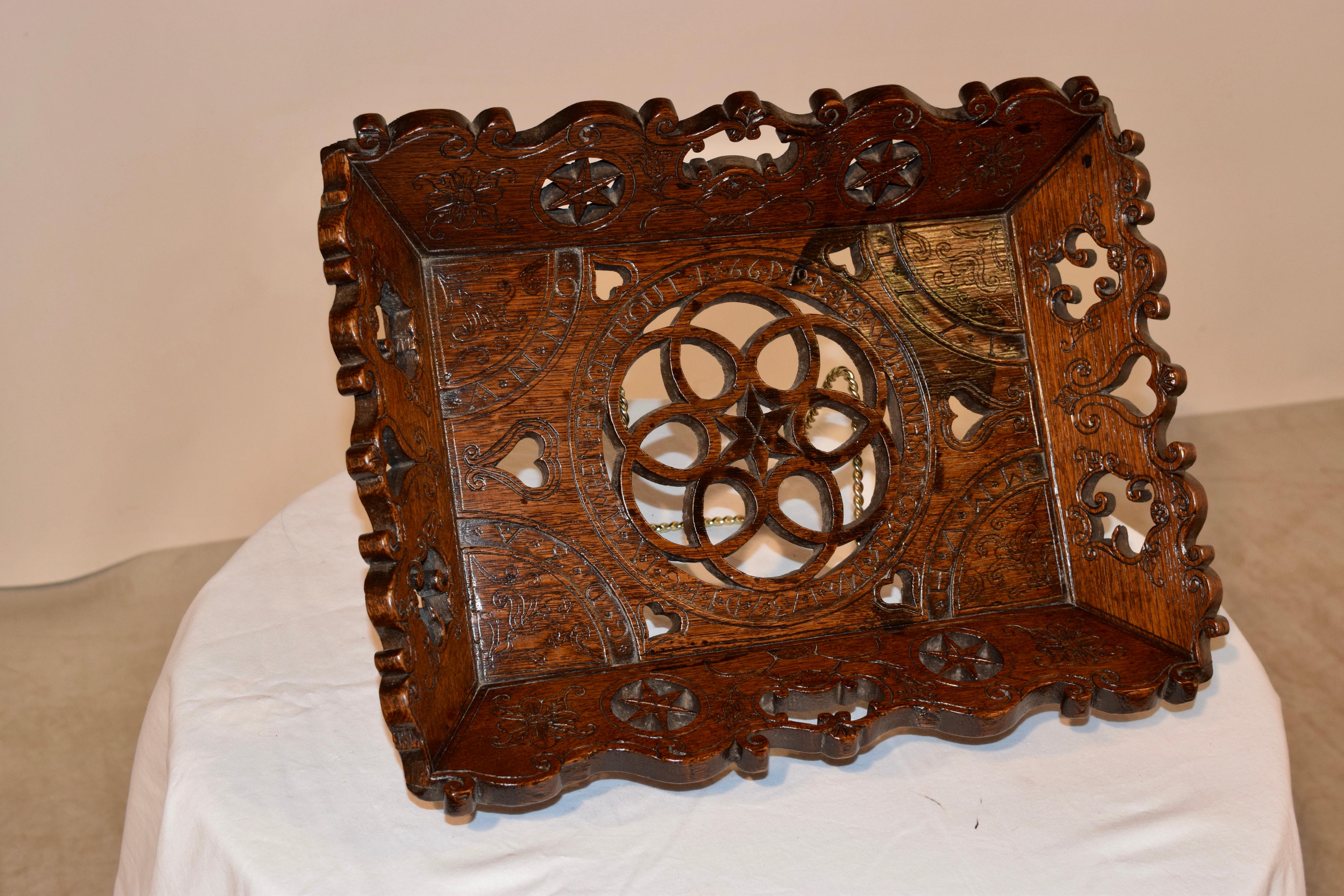 Georgian 18th Century Hand Carved Oak Linen Tray For Sale