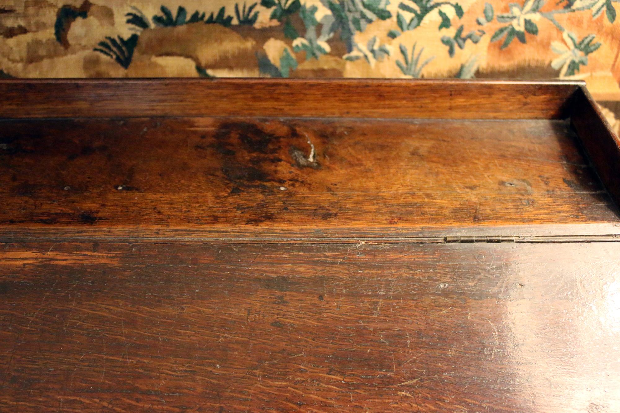 George I 18th century Hand Carved Oak Slant Top Bible Box
