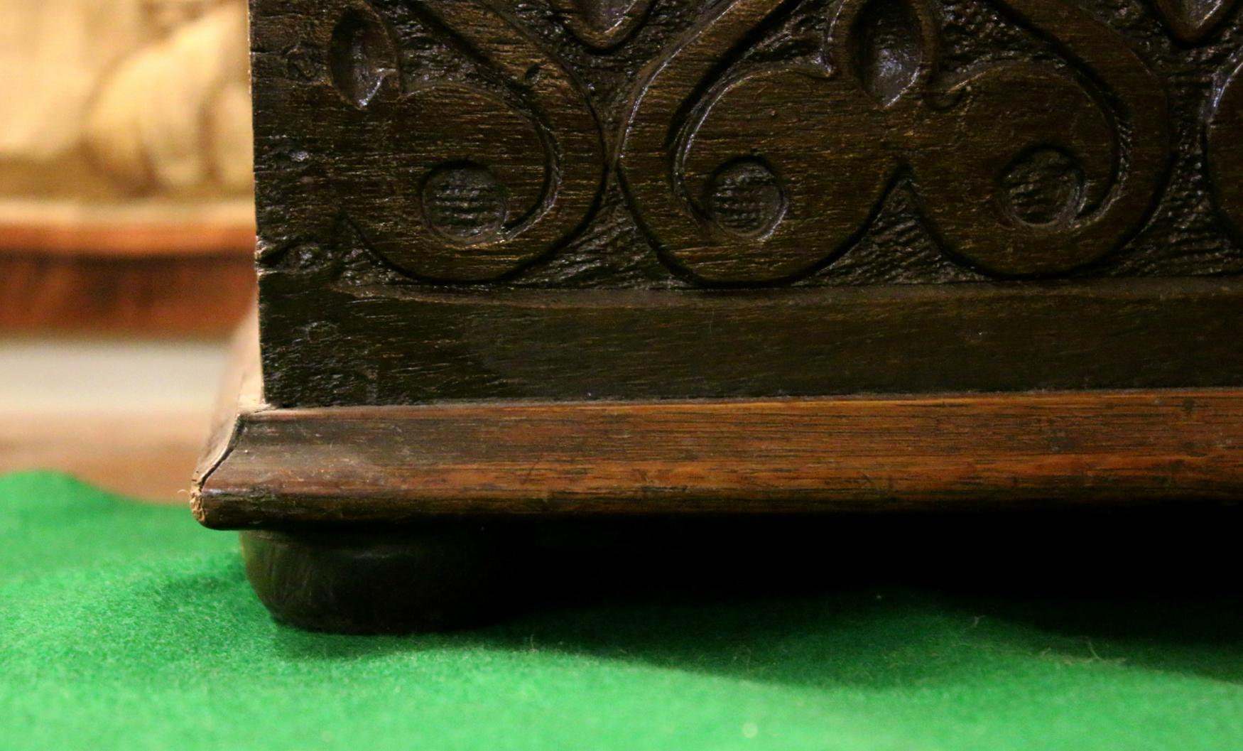 18th century Hand Carved Oak Slant Top Bible Box 1