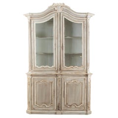Buffet de château français du 18ème siècle, sculpté et peint à la main, Deux Corps 106 po. (H)