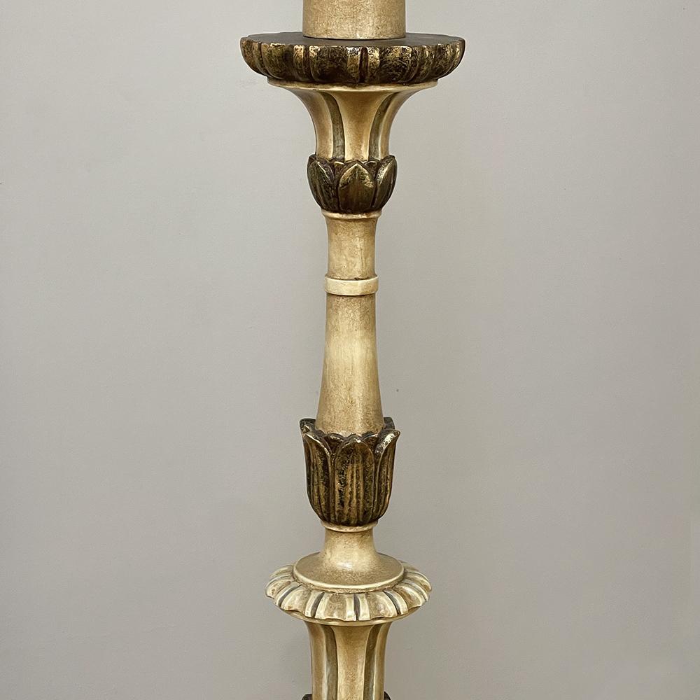 18th Century Hand-Carved & Painted Italian Candlestick Floor Lamp 'Converted' For Sale 8