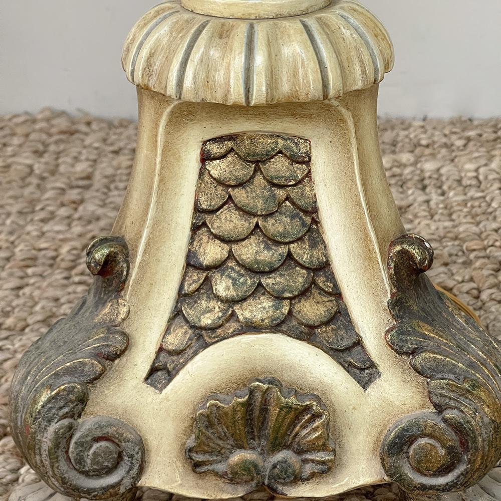 18th Century Hand-Carved & Painted Italian Candlestick Floor Lamp 'Converted' For Sale 10