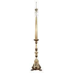 Handgeschnitzte und bemalte italienische Kerzenständer-Stehlampe „Converted“ aus dem 18. Jahrhundert