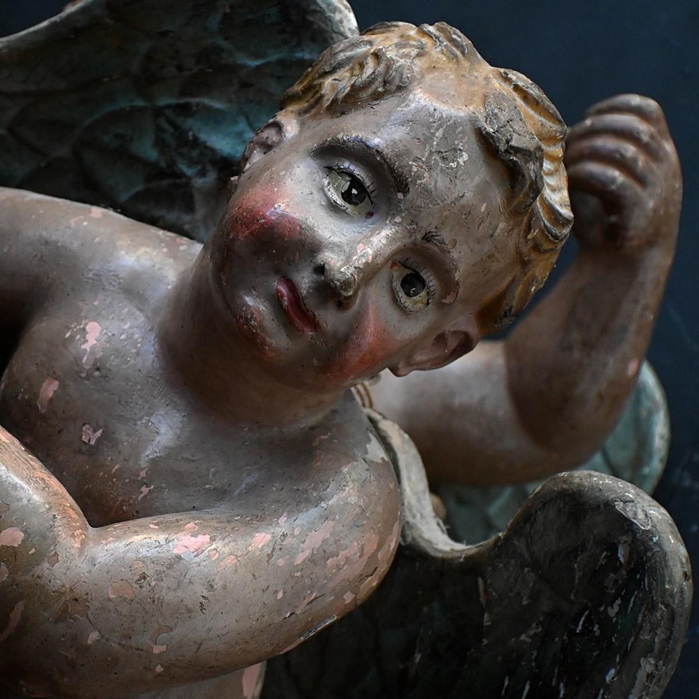 18th Century Hand Carved Pair of Angels en vente 3