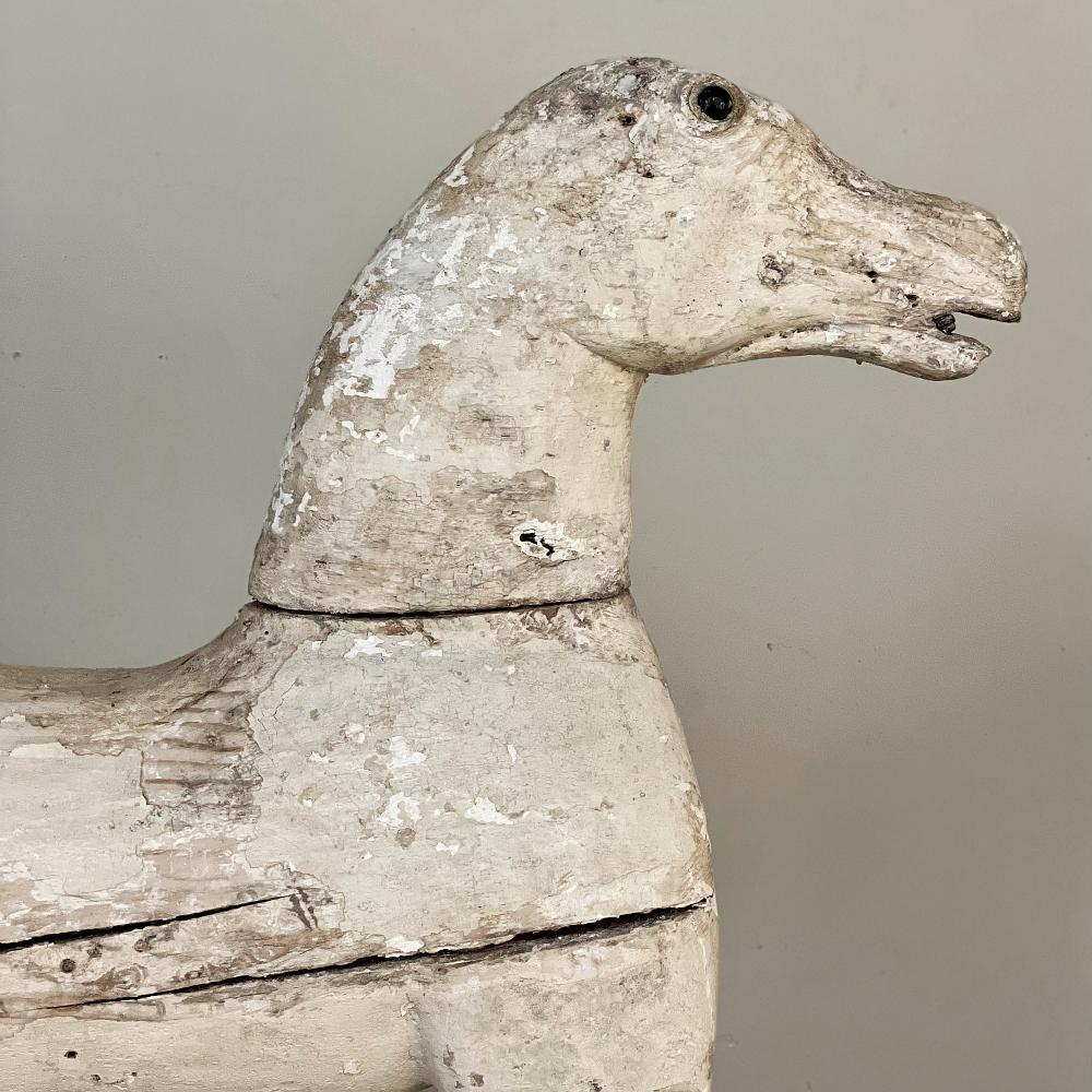 18th Century Hand-Carved Pine Rocking Horse For Sale 1