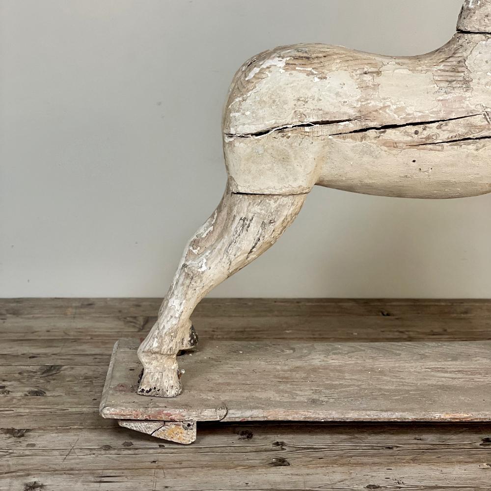 18th Century Hand-Carved Pine Rocking Horse For Sale 2