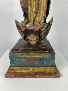 18th Century Hand Carved Polychromed Madonna Statue, French / Italian