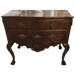 Antique 18th Century Hand-Carved Portuguese Rosewood End Table with Ball-and-Claw Feet