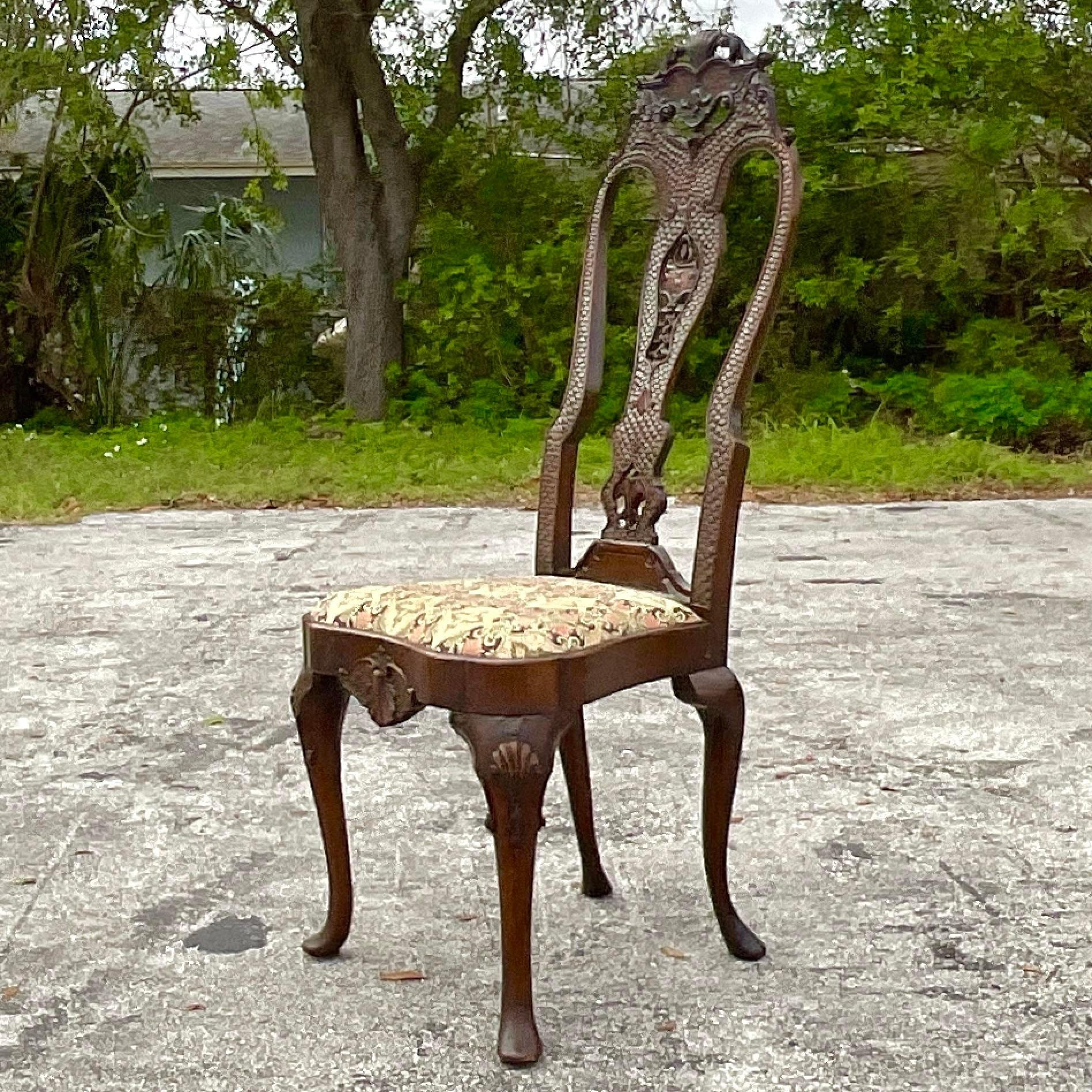 Victorian 18th Century Hand Carved Scale Sculptural Chair For Sale