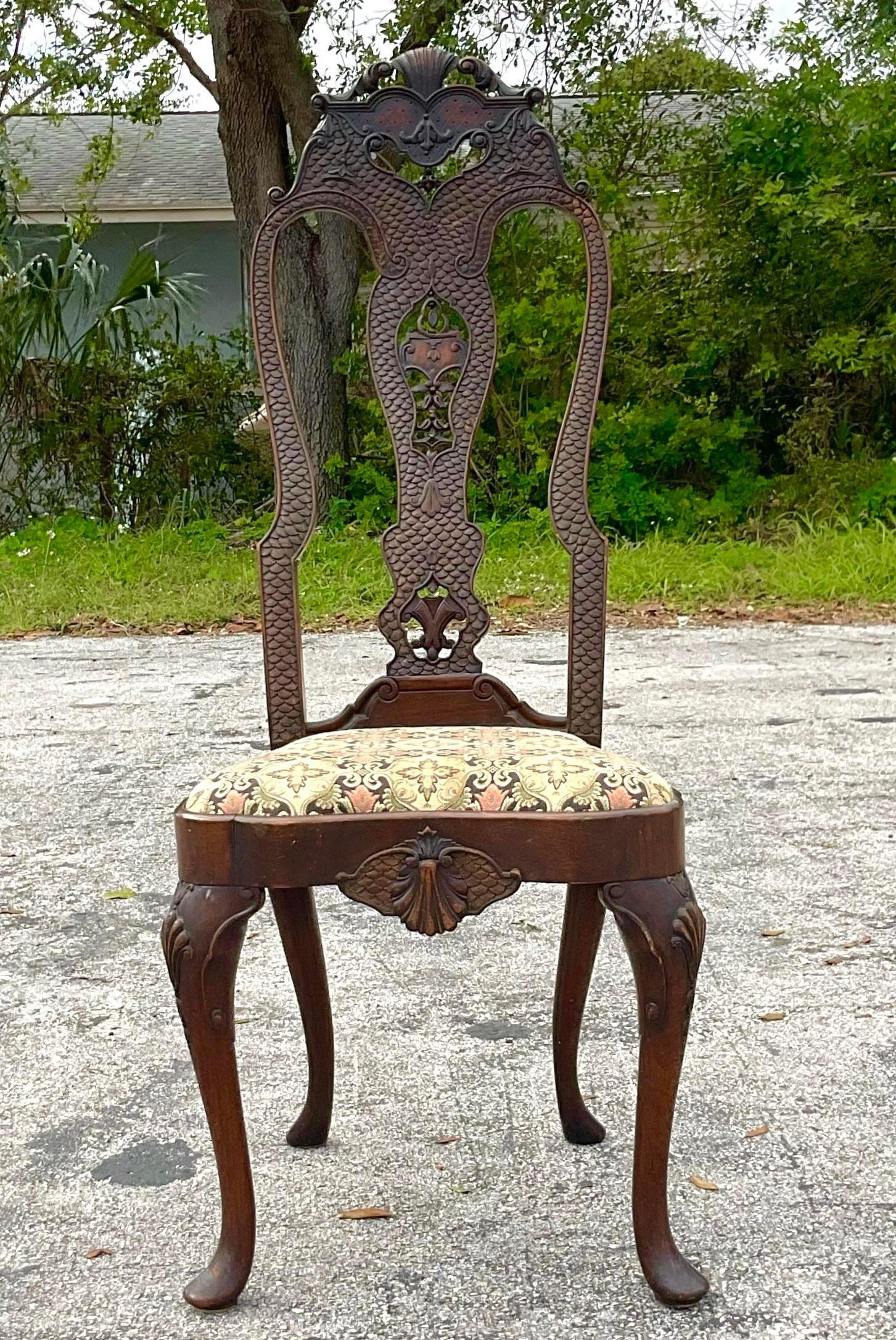 18th Century Hand Carved Scale Sculptural Chair In Good Condition For Sale In west palm beach, FL
