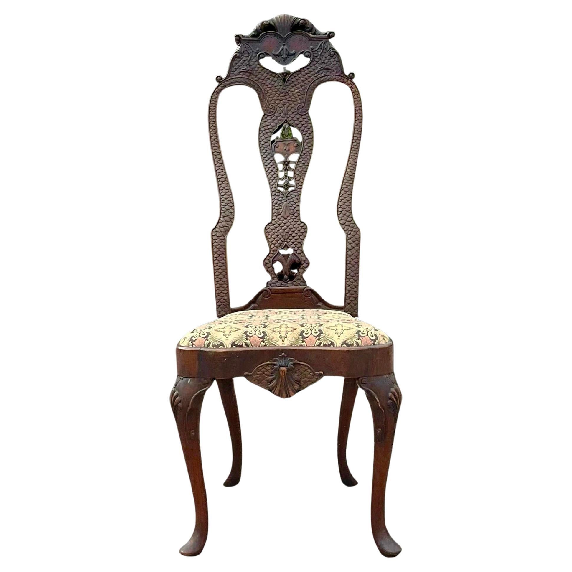 18th Century Hand Carved Scale Sculptural Chair For Sale