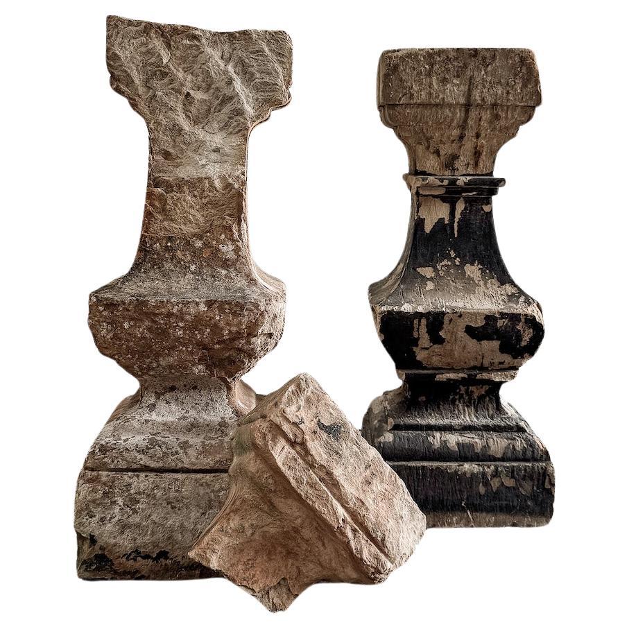 18th Century Hand-Carved Stone Balustrades