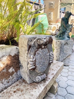 18th Century Hand Carved Stone Coat of Arm Wall Mount Art Overdoor Crest Antique