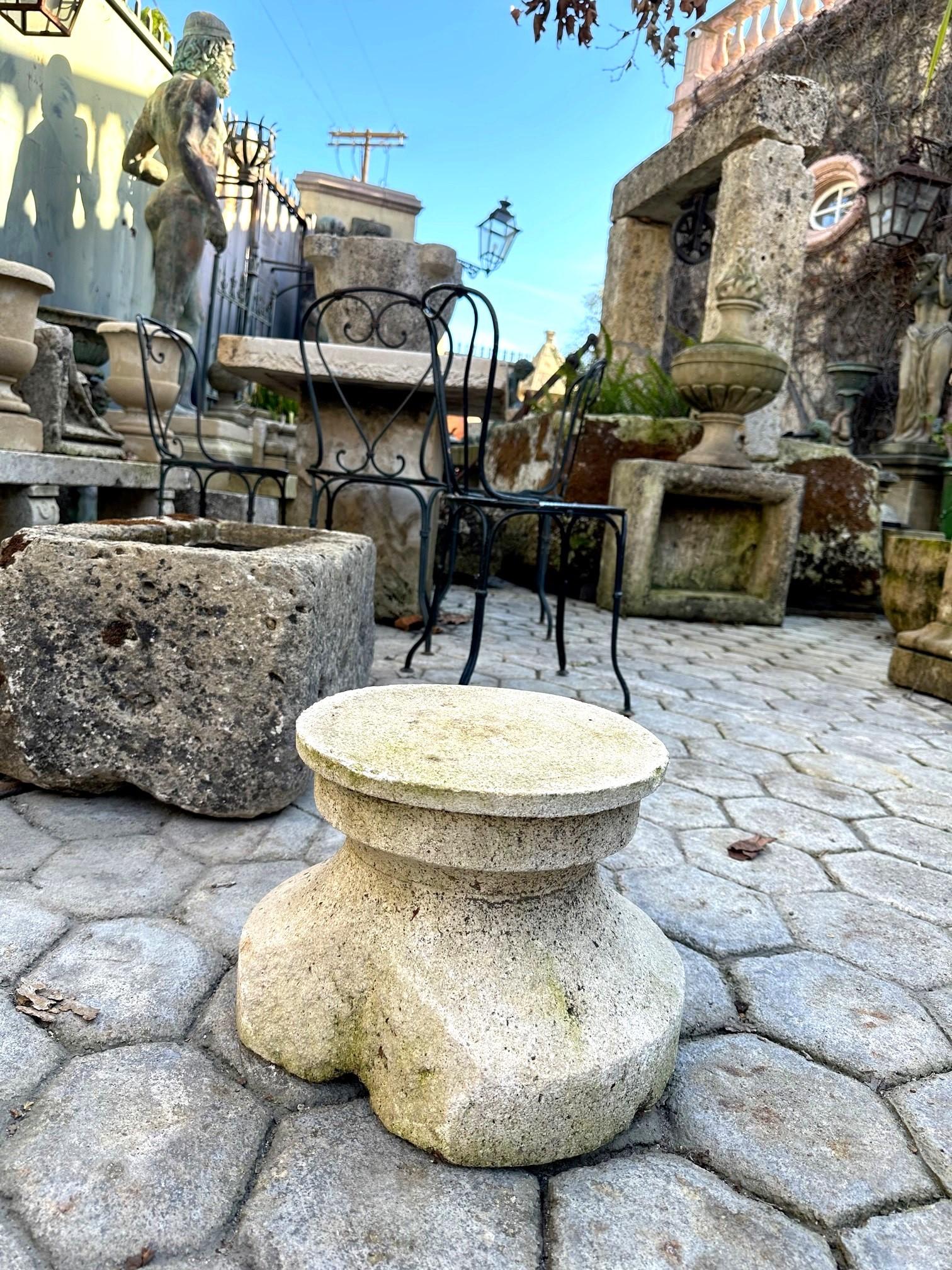 18th Century Hand Carved Stone Column Base Sculpture Doorstop Decorative Element For Sale 3
