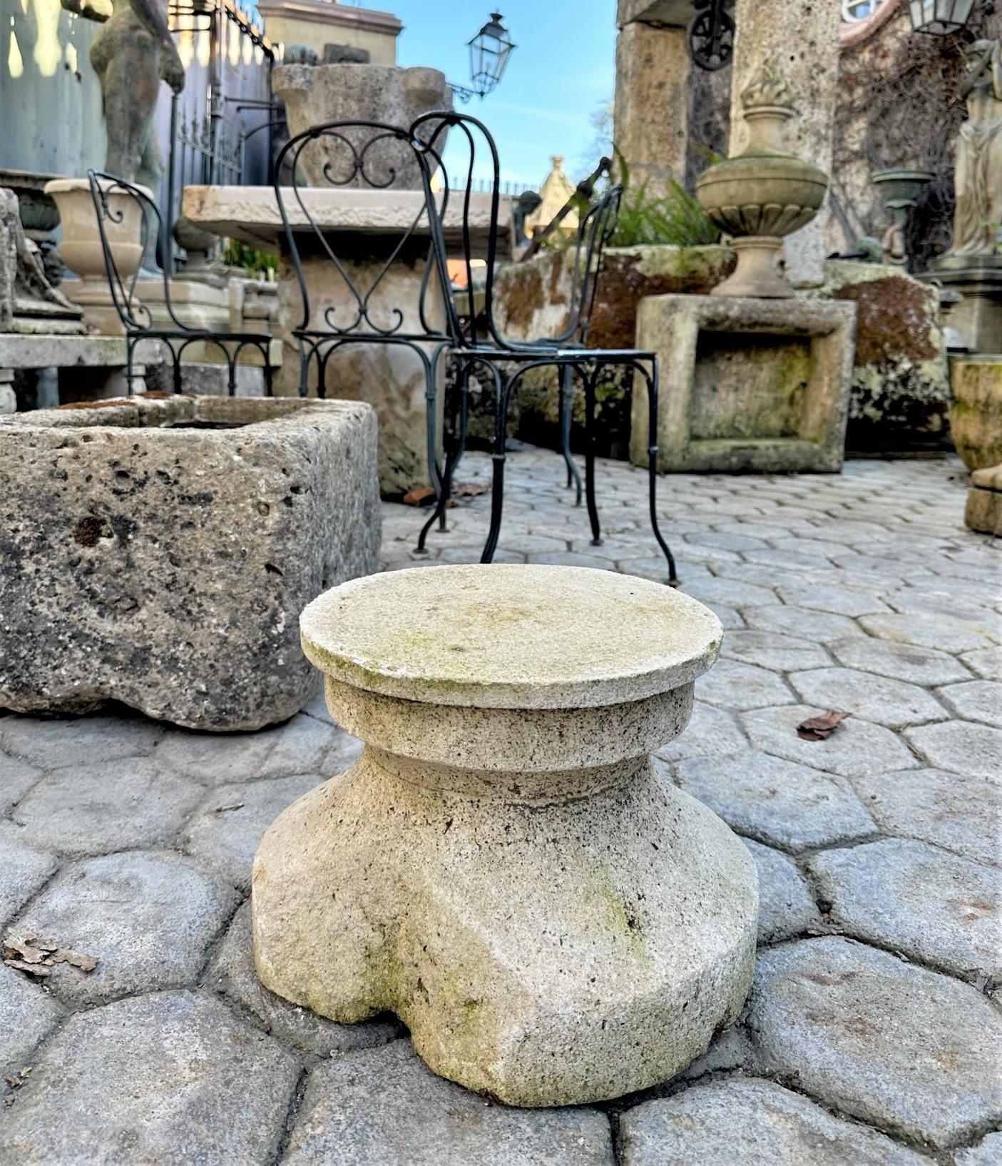 18th Century Hand Carved Stone Column Base Sculpture Doorstop Decorative Element For Sale 5