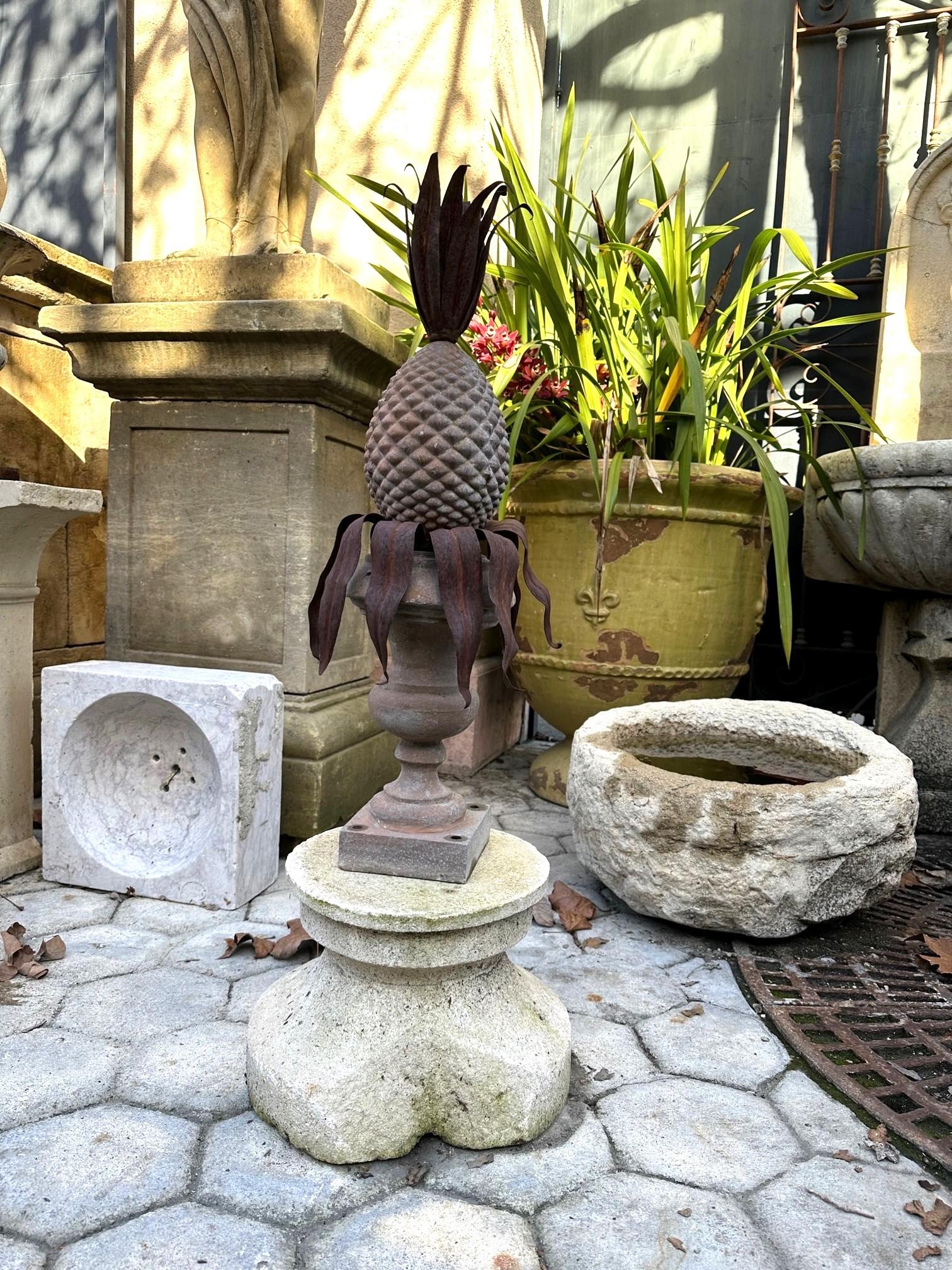 18th Century Hand Carved Stone Column Base Sculpture Doorstop Decorative Element For Sale 8