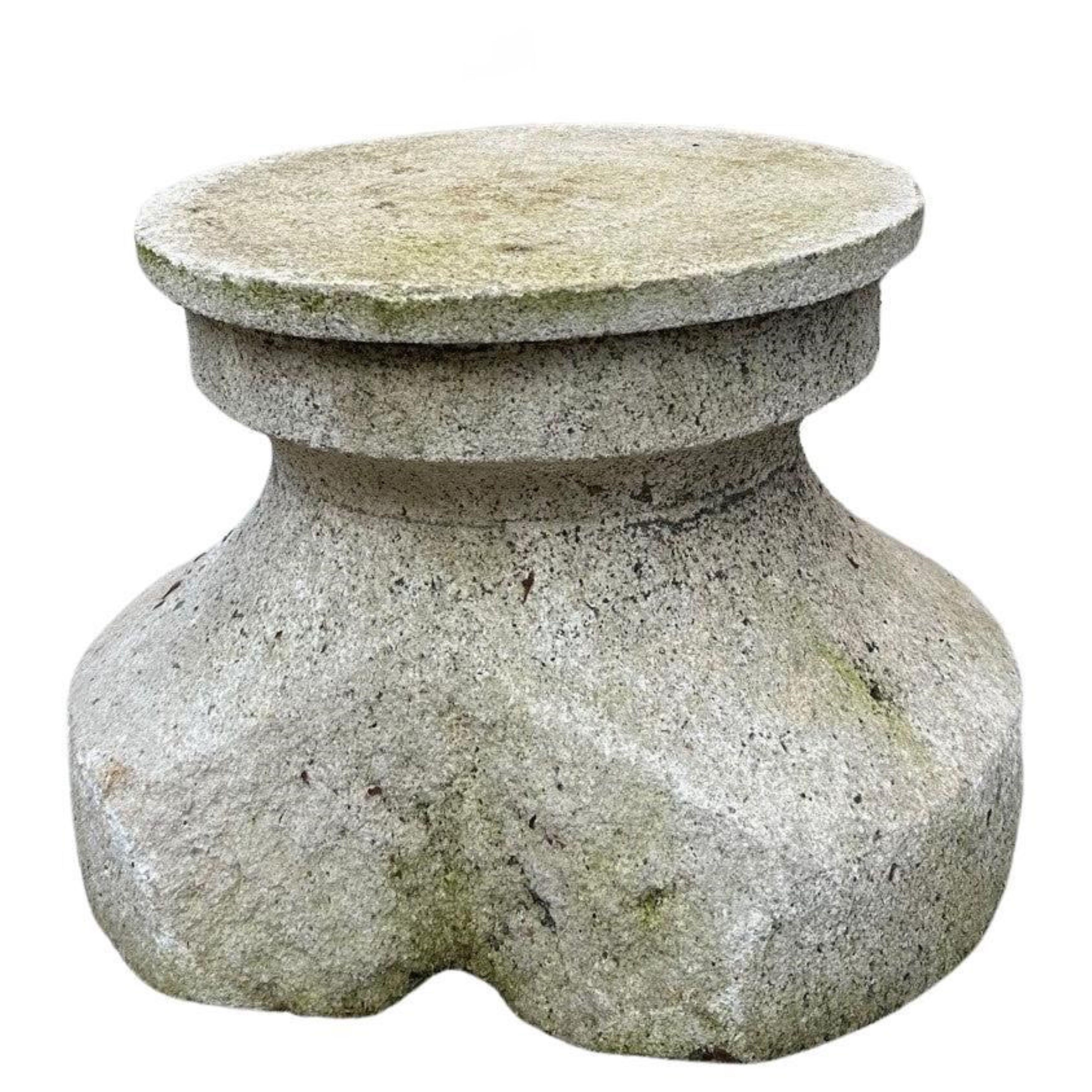 18th Century Hand Carved Stone Column Base Sculpture Doorstop Decorative Element For Sale 11