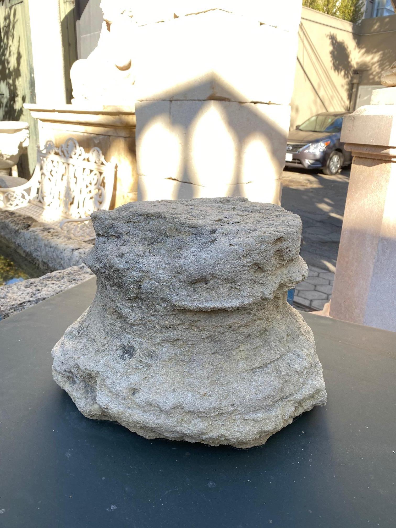 18th Century Hand Carved Stone Column Base Sculpture Doorstop Decorative Element In Good Condition In West Hollywood, CA