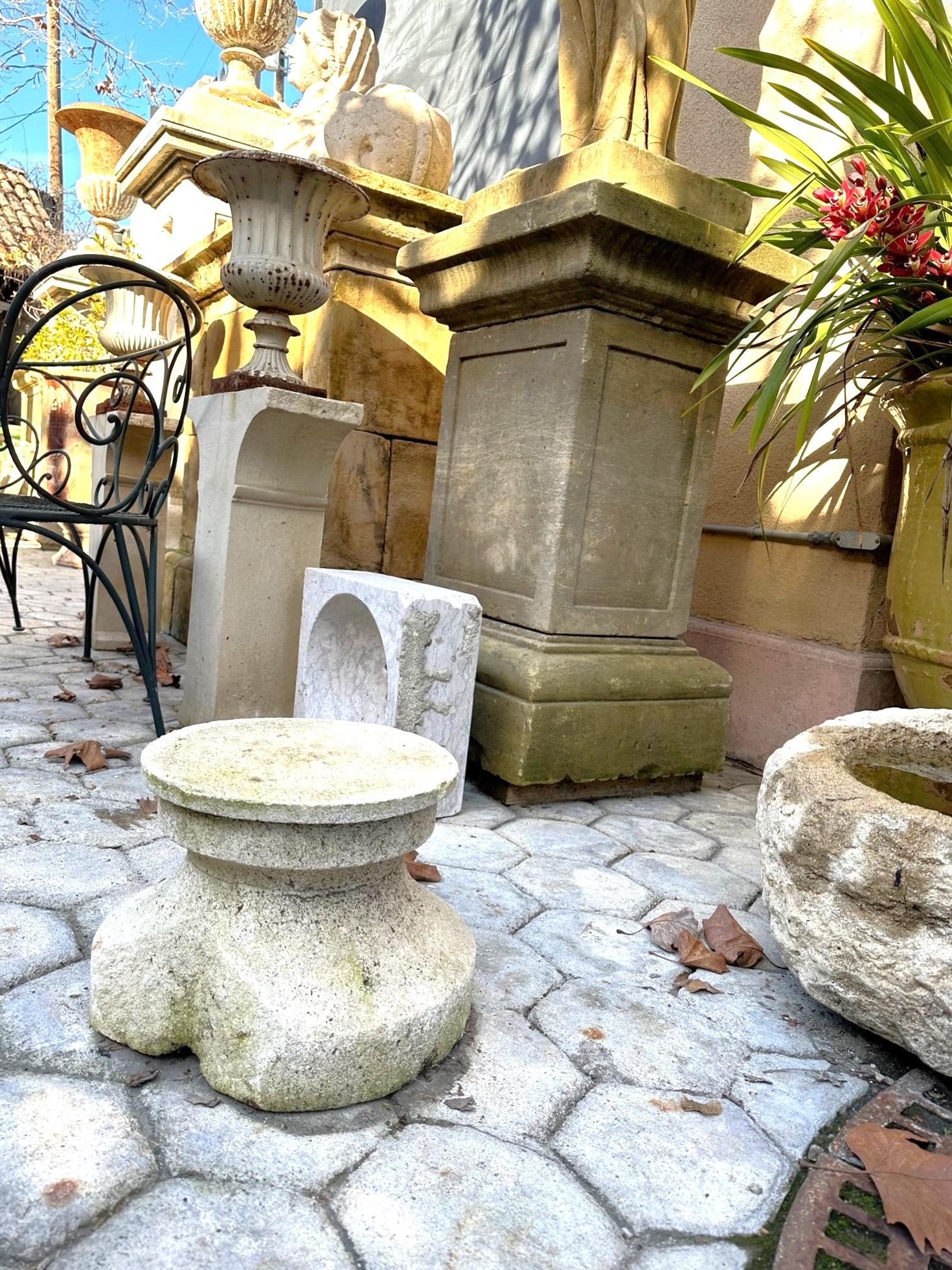 French 18th Century Hand Carved Stone Column Base Sculpture Doorstop Decorative Element For Sale