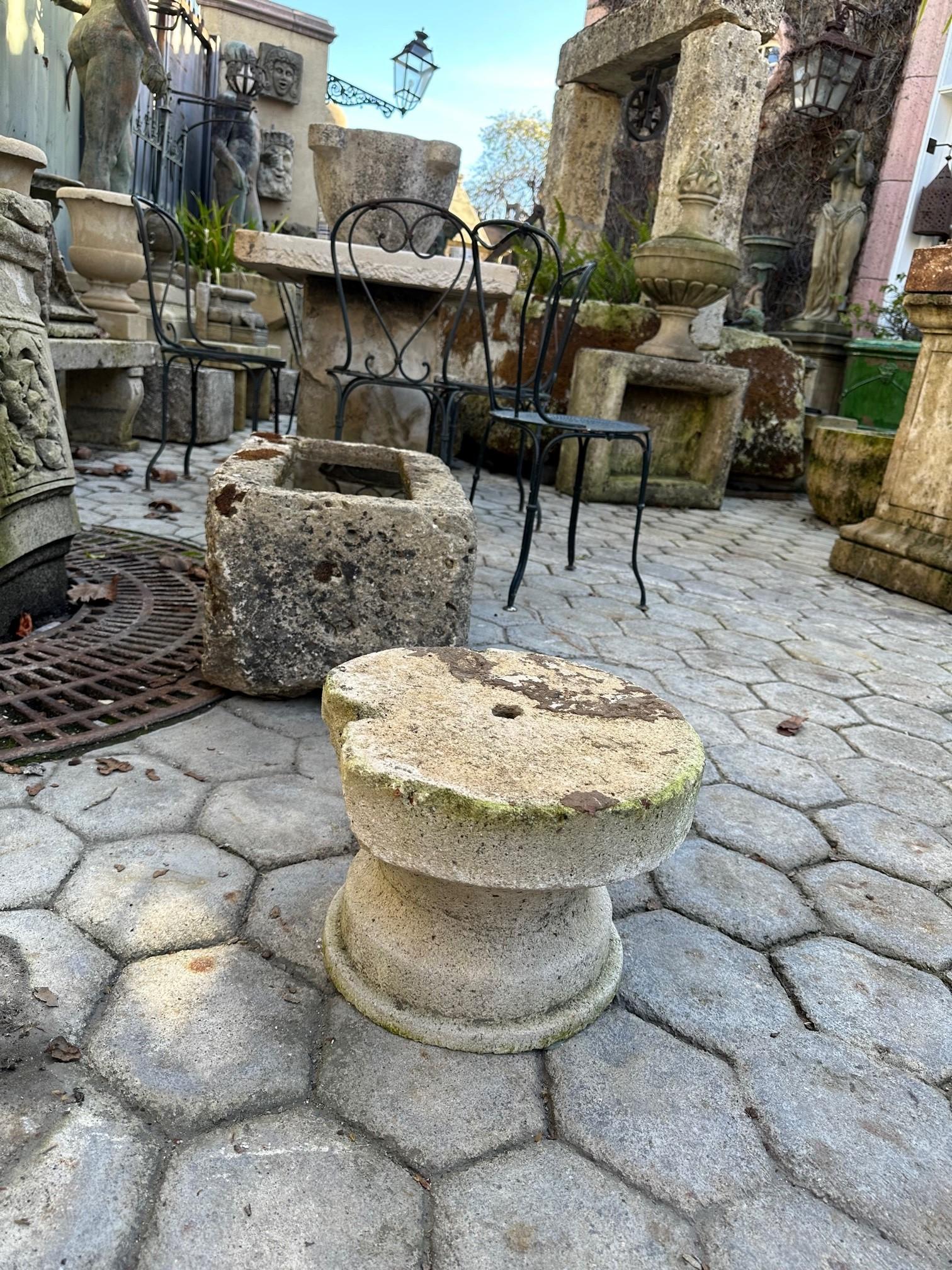18th Century Hand Carved Stone Column Base Sculpture Doorstop Decorative Element For Sale 1